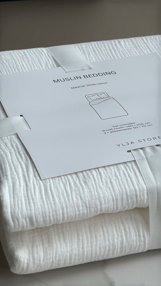 Muslin rúmföt 140x200 | Hvít